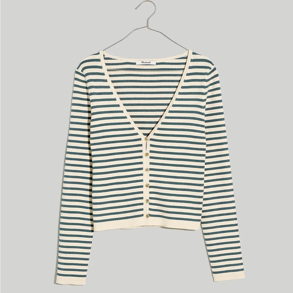 Madewell Carmon Crop Cardigan Sweater in Stripe size M